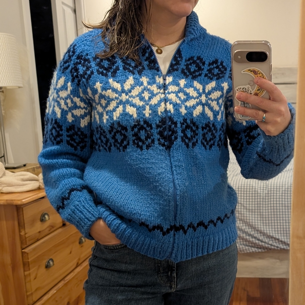 Cozy Blue and White Women's Cardigan